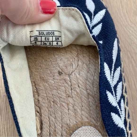 Anthropologie Soludos Blue Canvas Embroidered Mules - Picture 6 of 7